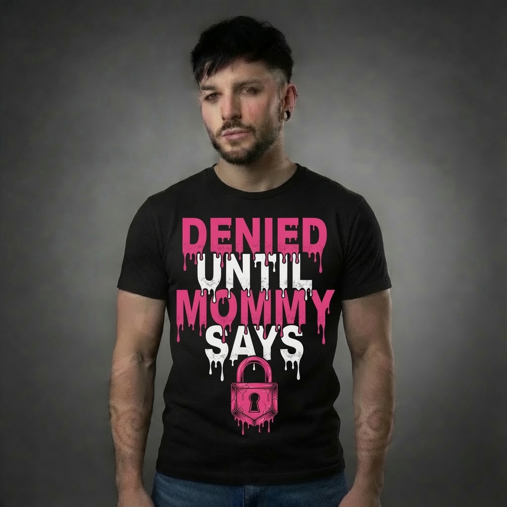 Denied Until Mommy Says – Pink and White Letters, Dripping Lock - Image 2