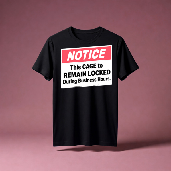 NOTICE This CAGE to REMAIN LOCKED Business Hours (Pink)